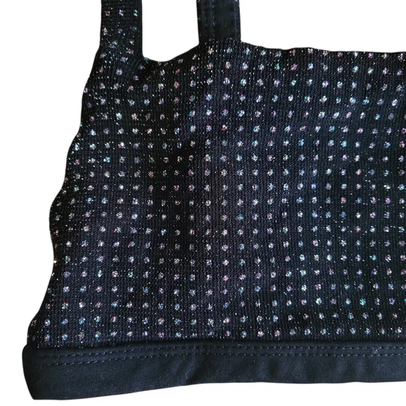 Luck & Trouble NWT Black Square Neck Flashy Glitter Dance Bralette Juniors Sz 6 - Picture 3 of 7